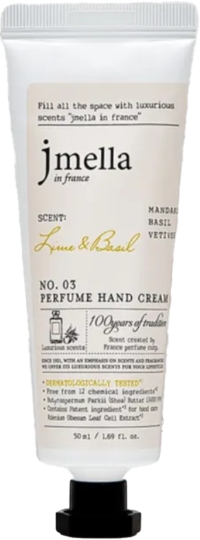 Парфюмированный крем для рук JMELLA IN FRANCE LIME AND BASIL HAND CREAM, 50 МЛ